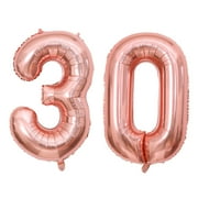 Rose Gold 18th/81th、21th/12th、30th/3rd、40th/4th Foil Mylar Balloons for Women Birthday Party Anniversary Decorations-Style:Number 3+0;